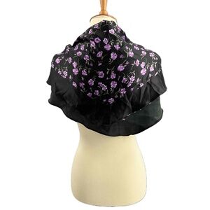 Steve Madden Scarf Black Purple Floral Kite Wrap Womens One Size New